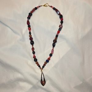 Handmade Gold Flower Pendant Beaded Necklace